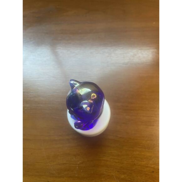 Fenton Glass Opalescent ￼Colbalt￼ Blue Dark Miniature Sitting Bear Mini Small - Picture 7 of 12